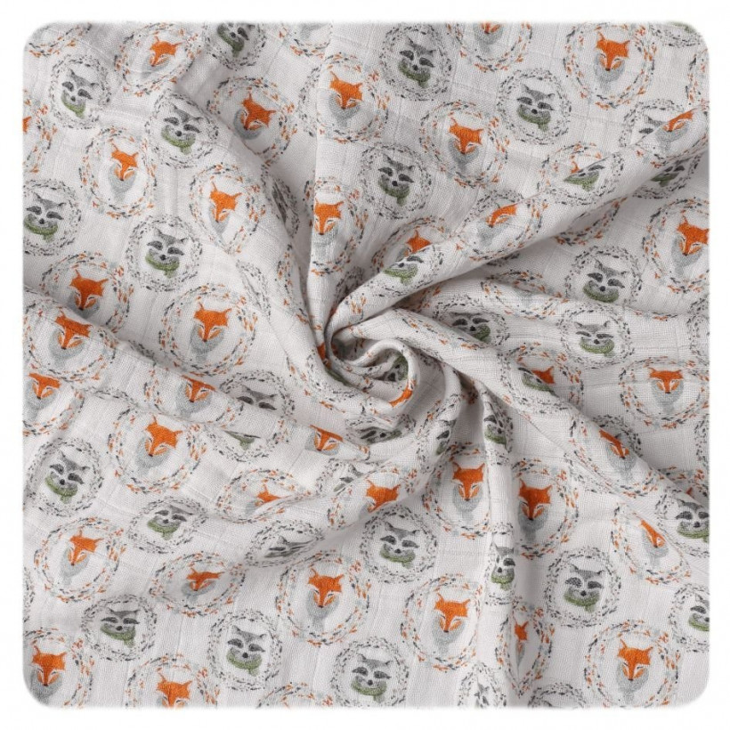 Xkko Zavinovací plena 120*120 cm Fox&Raccoon