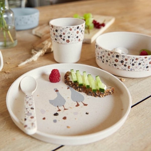 LÄSSIG Dish Set PP/Cellulose Tiny Farmer Sheep Goose nature