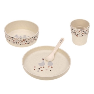 LÄSSIG Dish Set PP/Cellulose Tiny Farmer Sheep Goose nature